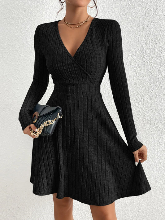 Slim Fit V-Neck Knit Dress