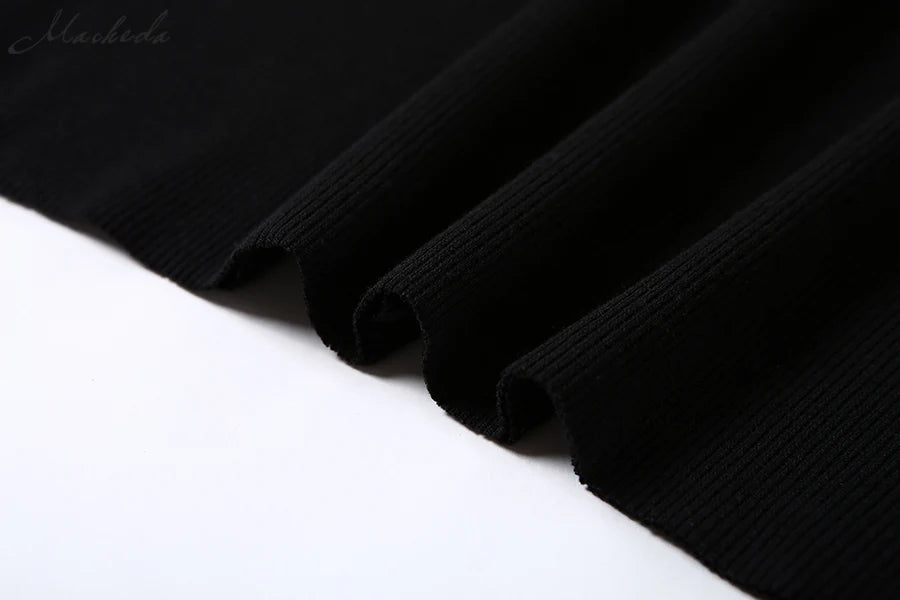 Turtleneck Slim Ribbed Black Dress