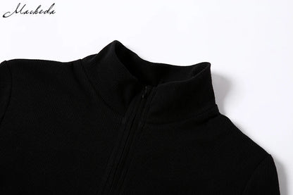 Turtleneck Slim Ribbed Black Dress