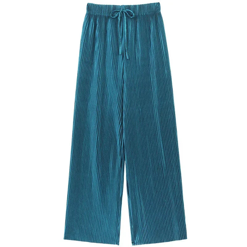 Casual Wide Leg Silk Pants