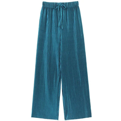 Casual Wide Leg Silk Pants