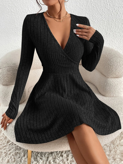 Slim Fit V-Neck Knit Dress