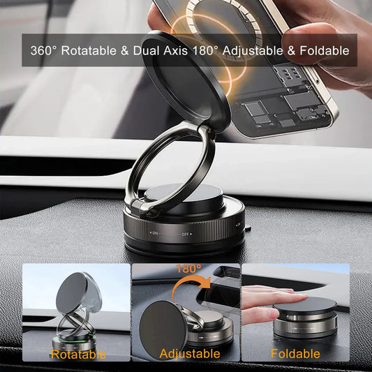 Vacuum Magnetic Phone Mount - 360° Rotation