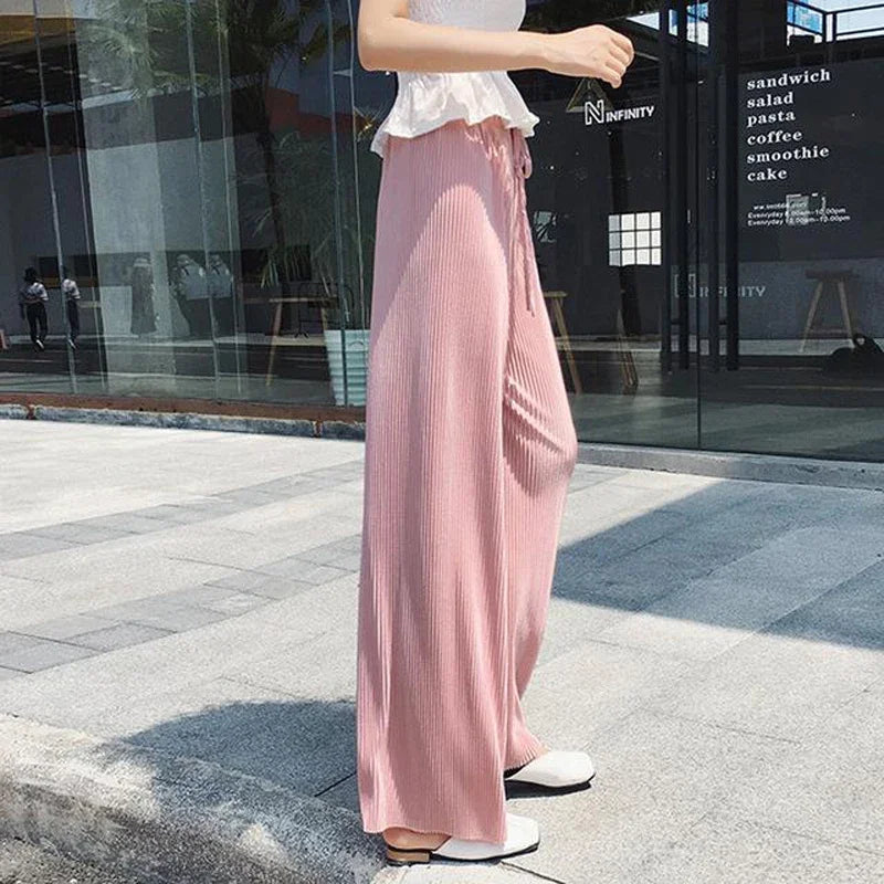 Casual Wide Leg Silk Pants