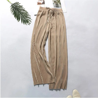 Casual Wide Leg Silk Pants
