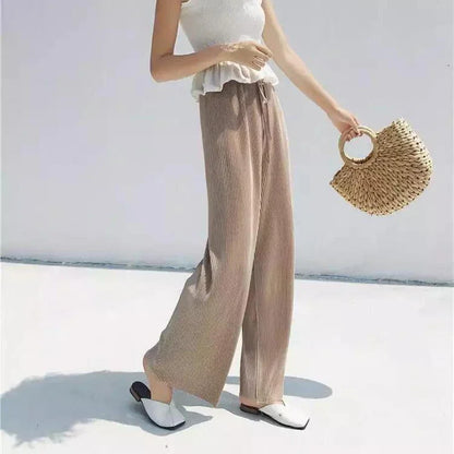 Casual Wide Leg Silk Pants