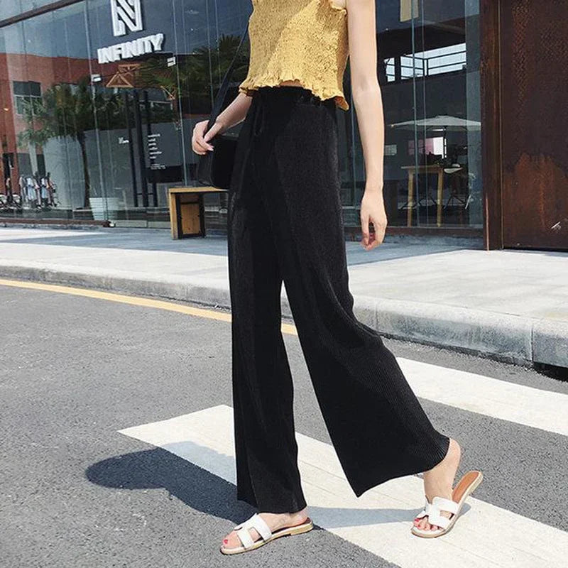 Casual Wide Leg Silk Pants
