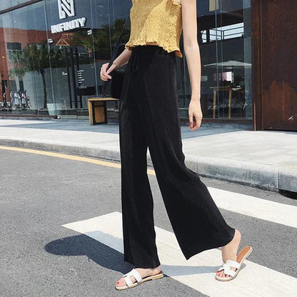 Casual Wide Leg Silk Pants